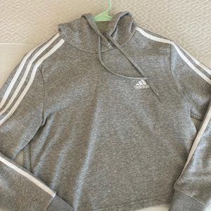 adidas cropped grey hoodie